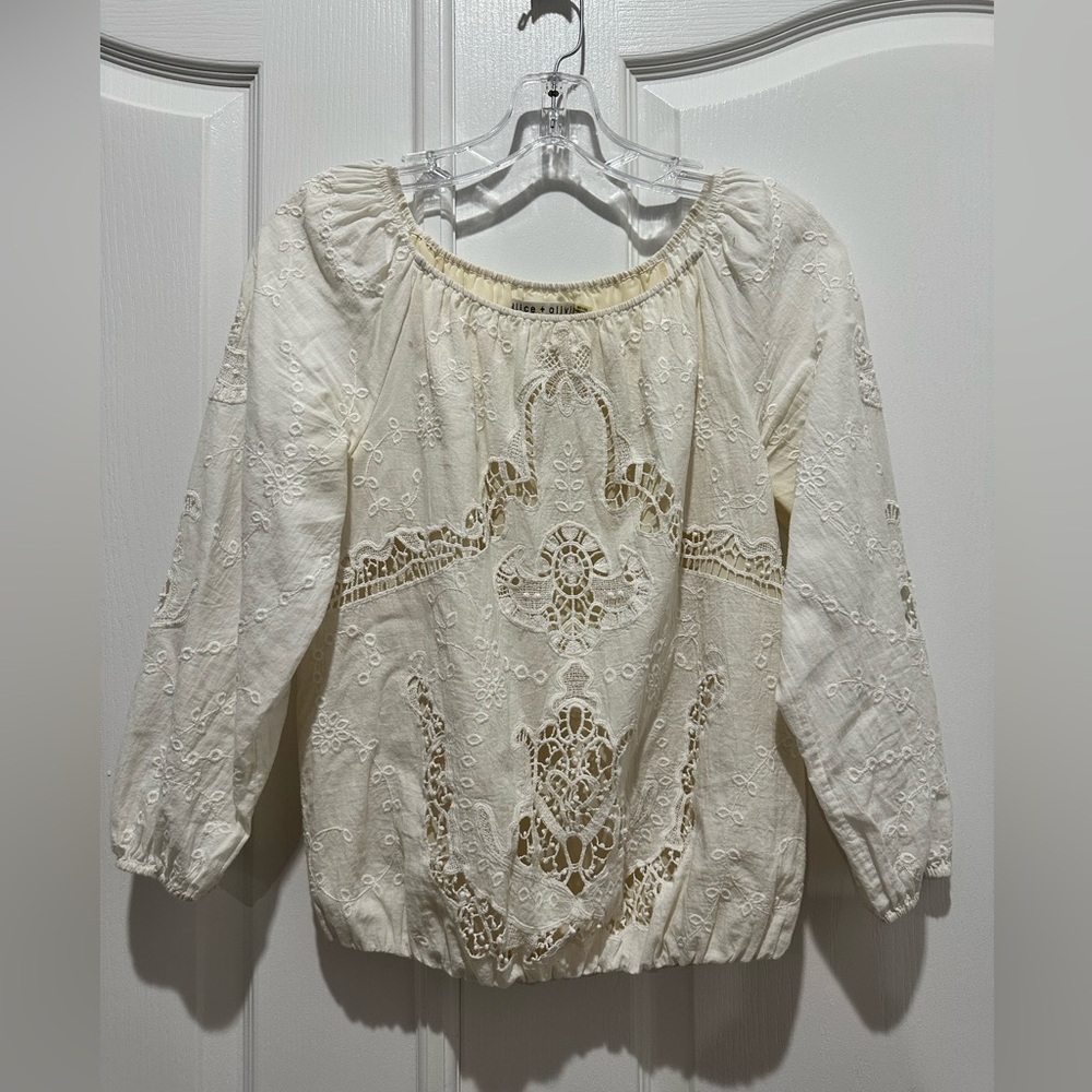 Alice + Olivia White Eyelet Cotton Top - Size XS